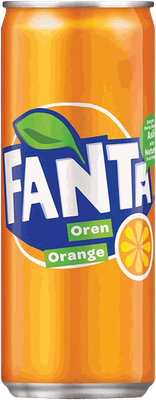 Canette Fanta orange de 320 ml, distribuée par JSOI Distribution