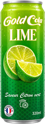 Canette Gold Cola Lime de 320 ml, distribuée par JSOI Distribution