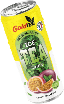 Canette Gold Tea Passion de 320 ml, importée par JSOI Distribution